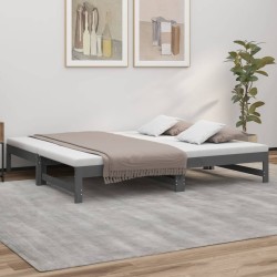 Lit coulissant sans matelas gris 2x(90x190) cm 