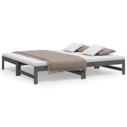 Lit coulissant sans matelas gris 2x(90x190) cm 