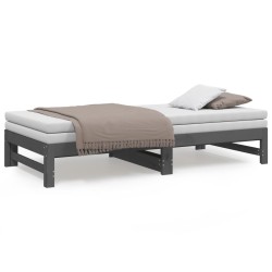 Lit coulissant sans matelas gris 2x(90x190) cm 