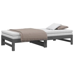 Lit coulissant sans matelas gris 2x(90x190) cm 