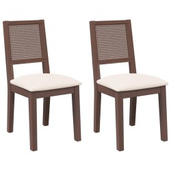 Chaises à manger coussins 2 pcs marron bois massif caoutchouc 