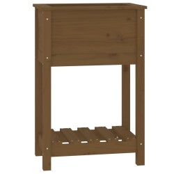 Jardinière avec étagère Marron miel 54x34,5x81 cm Bois de pin 