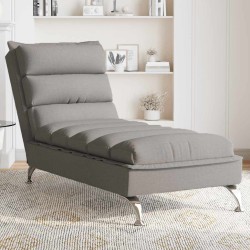 Chaise longue de massage avec coussins taupe tissu 