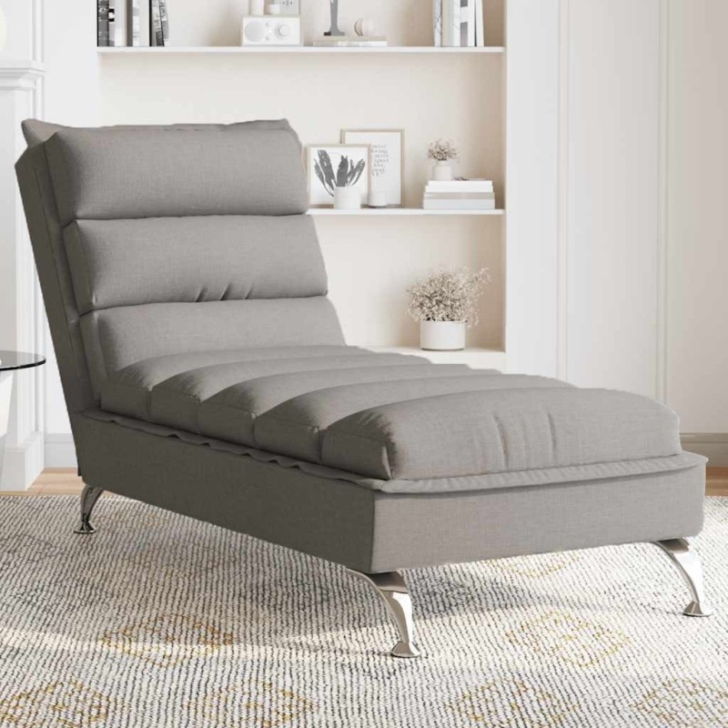 Chaise longue de massage avec coussins taupe tissu 