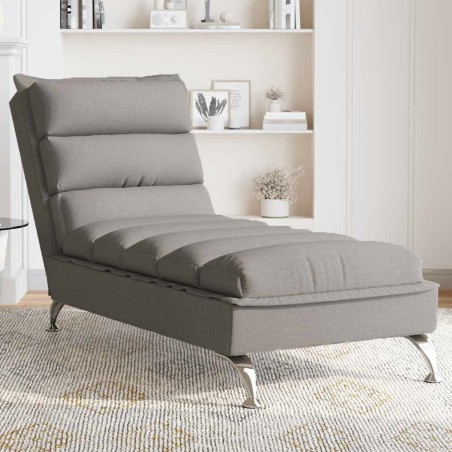 Chaise longue de massage avec coussins taupe tissu 