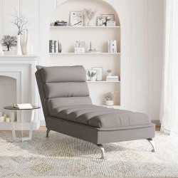 Chaise longue de massage avec coussins taupe tissu 