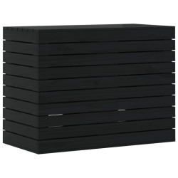 Panier à linge noir 88,5x44x66 cm bois massif de pin 