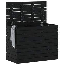 Panier à linge noir 88,5x44x66 cm bois massif de pin 