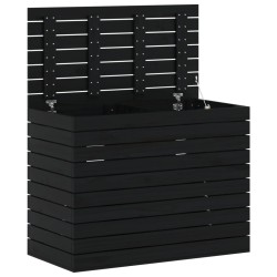 Panier à linge noir 88,5x44x66 cm bois massif de pin 