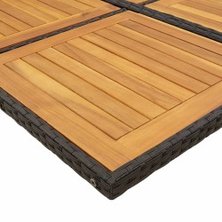 Ensemble à manger de jardin 9pcs coussins noir résine tressée 