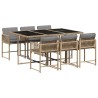 Ensemble à manger de jardin coussins 7 pcs mélange beige rotin 