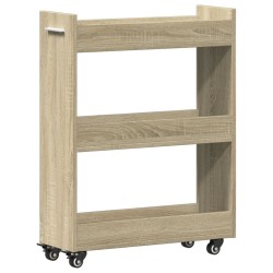 Armoire avec roues chêne sonoma 60x22x79 cm bois d'ingénierie 