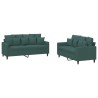 Ensemble de canapés 2 pcs avec coussins Vert foncé Velours 
