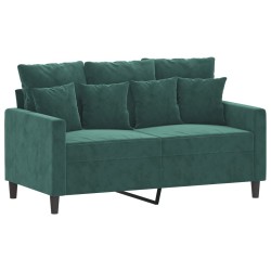 Ensemble de canapés 2 pcs avec coussins Vert foncé Velours 
