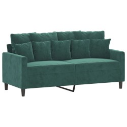 Ensemble de canapés 2 pcs avec coussins Vert foncé Velours 