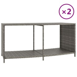 Étagères de rangement 2 pcs gris résine tressée 