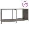 Étagères de rangement 2 pcs gris résine tressée 