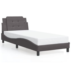 Cadre de lit sans matelas gris 90x190 cm similicuir 