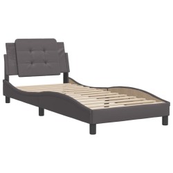 Cadre de lit sans matelas gris 90x190 cm similicuir 