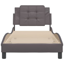 Cadre de lit sans matelas gris 90x190 cm similicuir 