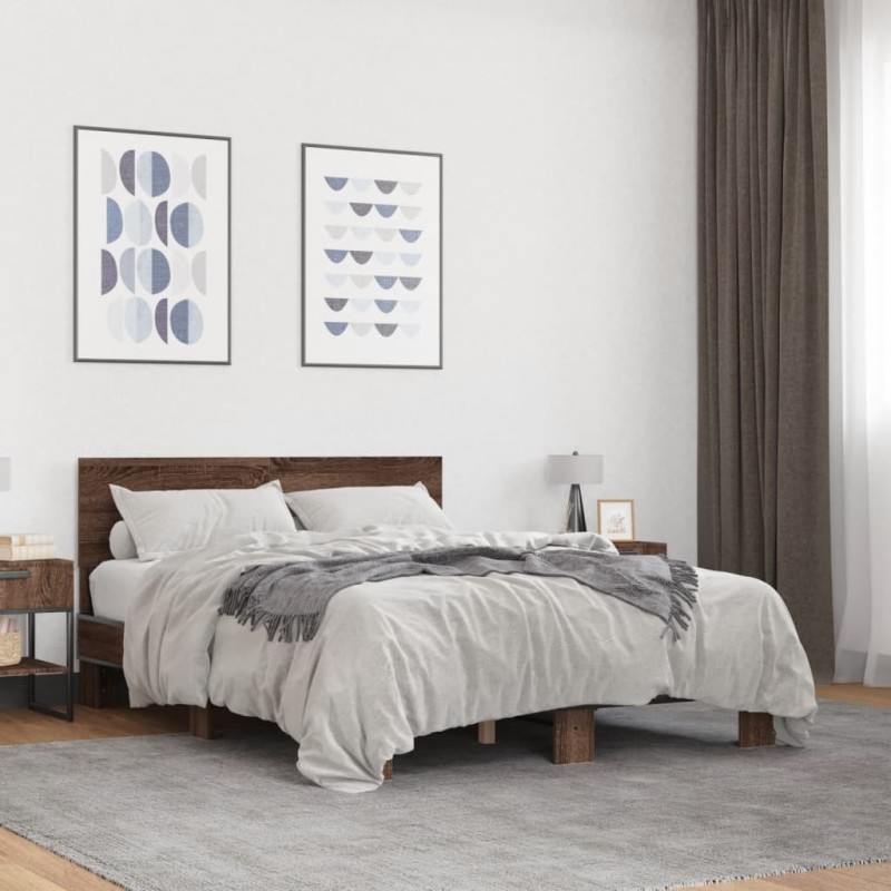 Cadre de lit sans matelas chêne marron 140x200 cm 