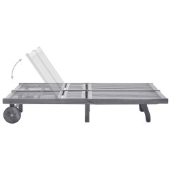 Chaise longue de jardin 2 places avec coussin Gris Acacia 
