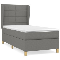 Sommier à lattes de lit avec matelas Gris foncé 80x200 cm Tissu 