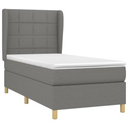 Sommier à lattes de lit avec matelas Gris foncé 80x200 cm Tissu 