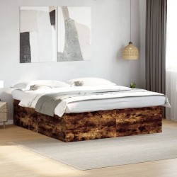 Cadre de lit sans matelas chêne fumé 180x200 cm 