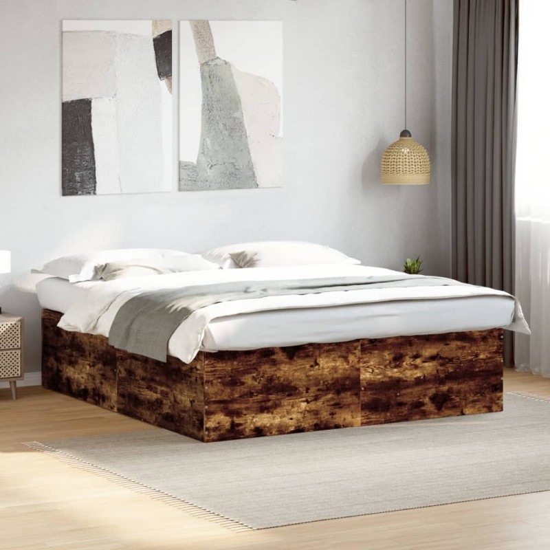 Cadre de lit sans matelas chêne fumé 180x200 cm 