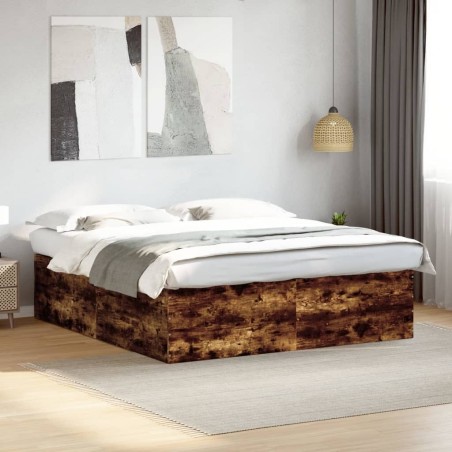 Cadre de lit sans matelas chêne fumé 180x200 cm 