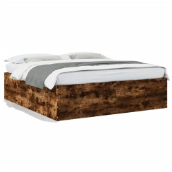 Cadre de lit sans matelas chêne fumé 180x200 cm 