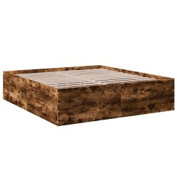 Cadre de lit sans matelas chêne fumé 180x200 cm 
