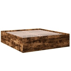Cadre de lit sans matelas chêne fumé 180x200 cm 