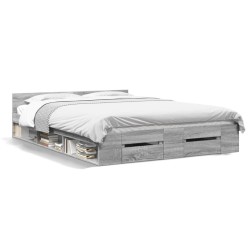 Cadre de lit avec tiroirs sans matelas sonoma gris 140x190 cm 