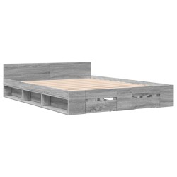 Cadre de lit avec tiroirs sans matelas sonoma gris 140x190 cm 