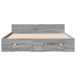 Cadre de lit avec tiroirs sans matelas sonoma gris 140x190 cm 