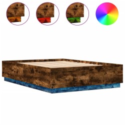 Cadre de lit avec LED sans matelas chêne fumé 150x200 cm 