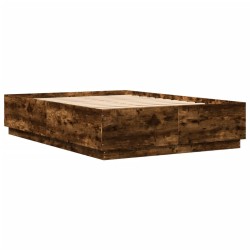 Cadre de lit avec LED sans matelas chêne fumé 150x200 cm 