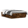 Cadre de lit avec LED sans matelas chêne fumé 150x200 cm 