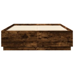 Cadre de lit avec LED sans matelas chêne fumé 150x200 cm 