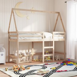 Lit superposé avec échelle et toit sans matelas 90x190 cm 