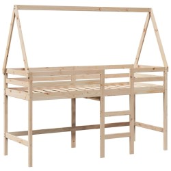 Lit superposé avec échelle et toit sans matelas 90x190 cm 