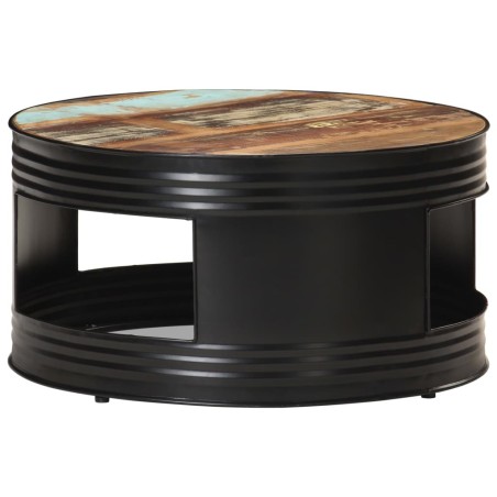 Table basse Noir 68x68x36 cm Bois de récupération massif 