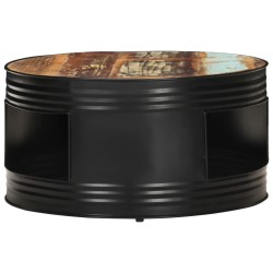 Table basse Noir 68x68x36 cm Bois de récupération massif 