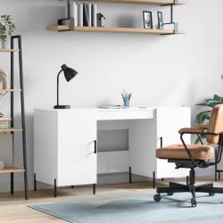 Bureau Blanc brillant 140x50x75 cm Bois d'ingénierie 