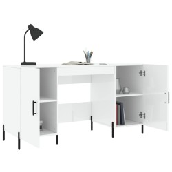 Bureau Blanc brillant 140x50x75 cm Bois d'ingénierie 
