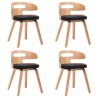 Chaises à manger lot de 4 noir bois courbé et similicuir 