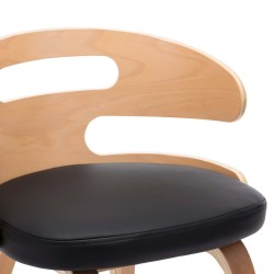 Chaises à manger lot de 4 noir bois courbé et similicuir 