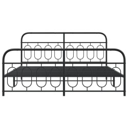 Cadre de lit métal sans matelas avec pied de lit noir 193x203cm 